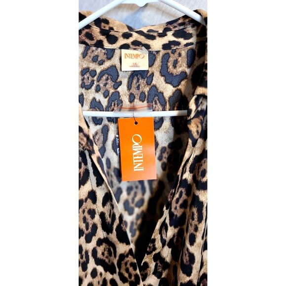 NWT Intempo WOMENS Leopard Print Wrap Shirt Dress SEXY Size 1X - Picture 7 of 8